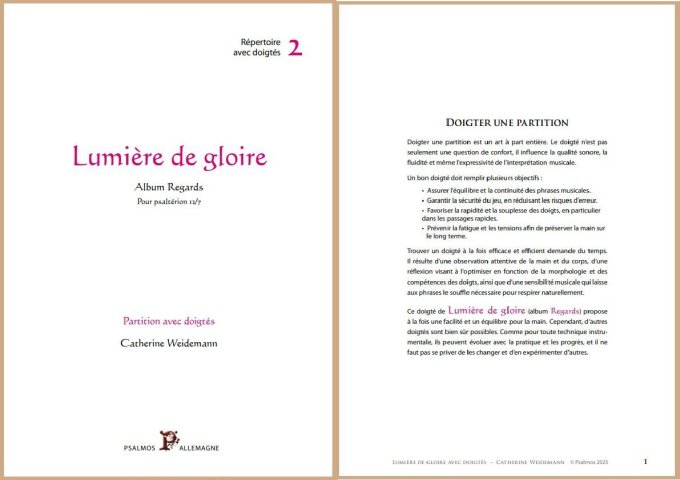 2 PARTITIONS REGARDS DOIGTEES : Miséricorde--Lumière de gloire--Tes yeux--Va tranquille et en paix